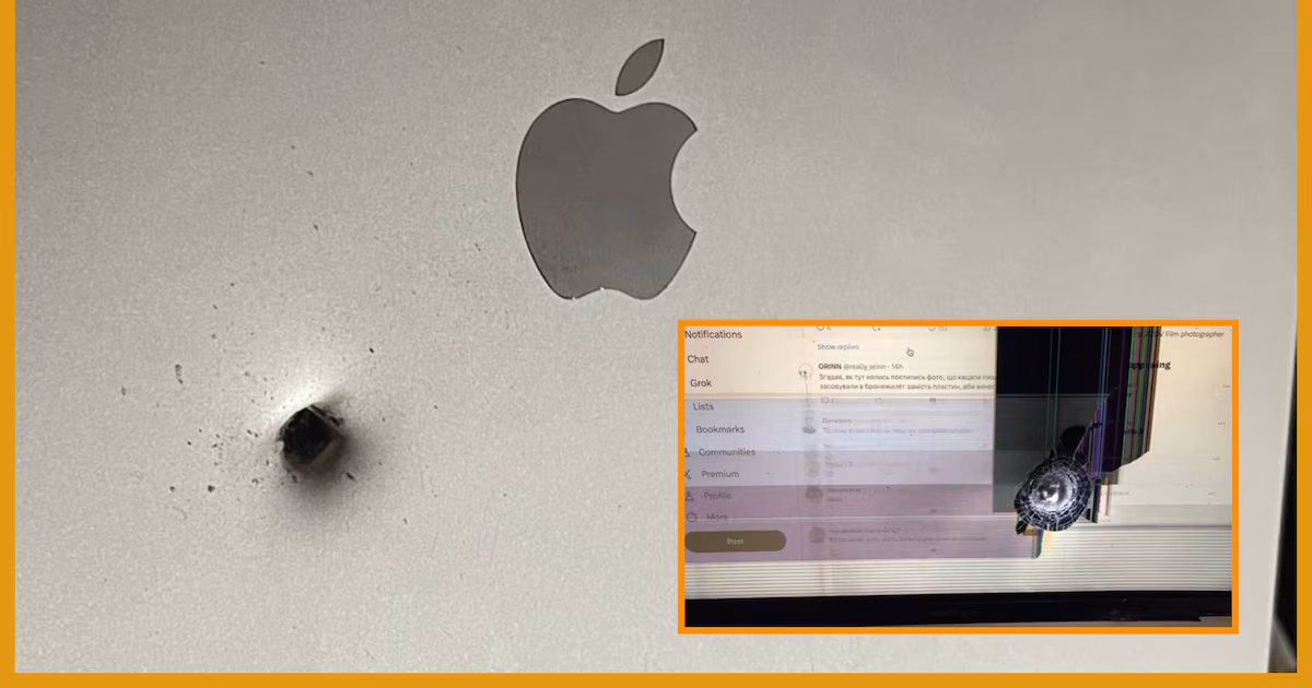 Une MacBook Air a stoppé un fragment de projectile pendant la guerre en Ukraine et a continué à fonctionner